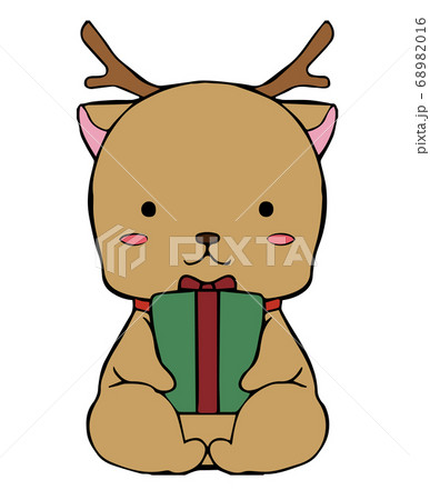 プレゼントボックスを持っているトナカイ プレゼントボックスを持っているトナカイ 68982016