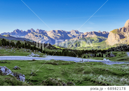 Panorama of the Alpes at Canazei in Dolomites, Panorama of the Alpes at Canazei in Dolomites, 68982178