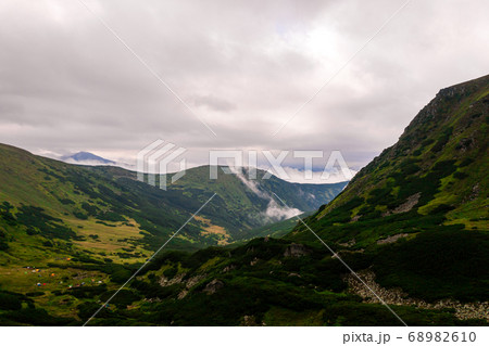 Camping in the mountains, from a height you can 68982610