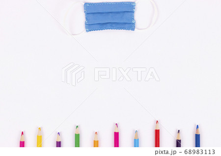 Back to school background with supplies and face Back to school background with supplies and face 68983113