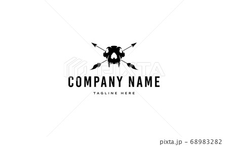 Vector logo on which an abstract image of an animal skull with crossed arrows. 68983282