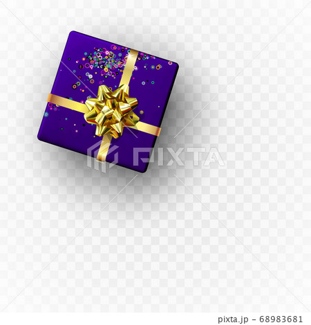 Decorative floral gift box with gold bow. Decorative floral gift box with gold bow. 68983681
