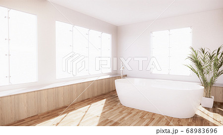 Bath room interior bathtub with wall white and 68983696