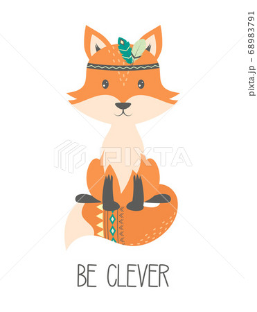 tribal illustration with cute fox isolated on 68983791