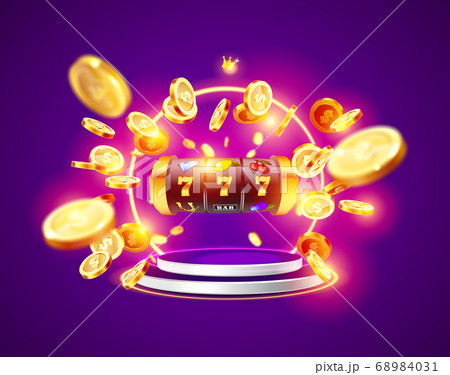 Golden slot machine wins the jackpot. 68984031