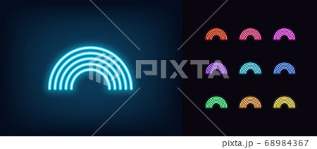 Neon rainbow icon. Glowing neon arch sign, Neon rainbow icon. Glowing neon arch sign, 68984367