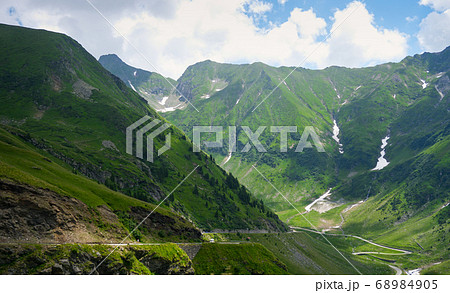 Mountain river valley road landscape. Mountain 68984905