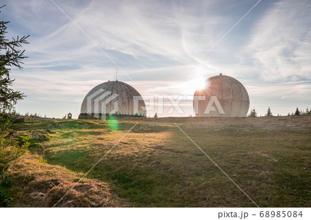 The old military tracking system base with radar The old military tracking system base with radar 68985084