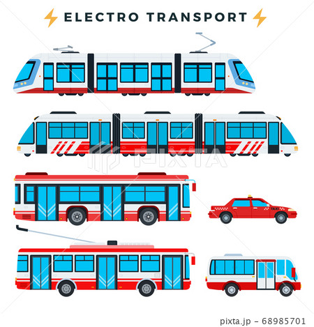 Collection of urban electric transport vector illustration in a flat design. Collection of urban electric transport vector illustration in a flat design. 68985701