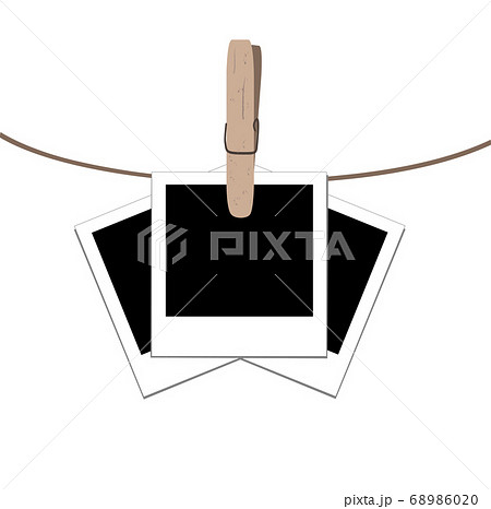vector illustration of photo frames on the rope with the clothes peg 68986020