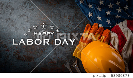 Happy Labor day concept. American flag with 68986373