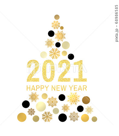 Happy New Year 2021 gold glittering greeting... - Stock Illustration  [68986585] - PIXTA