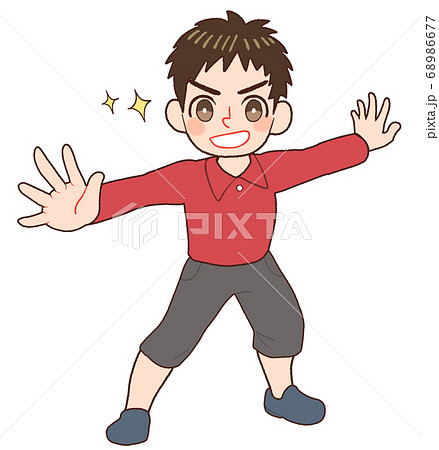 かっこいいポーズを決める男の子のイラスト素材