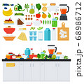 Image with assorted products for a healthy breakfast vector illustration in a flat design. 68986712