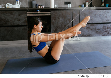 Young Woman Doing Yoga Pose Exercise Healthy Lifestyle 68987105