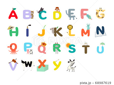 Abc かわいいアルファベット表 アルファベット一覧表 ポスターのイラスト素材