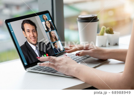 Video call business people meeting on virtual workplace or remote office Video call business people meeting on virtual workplace or remote office 68988949