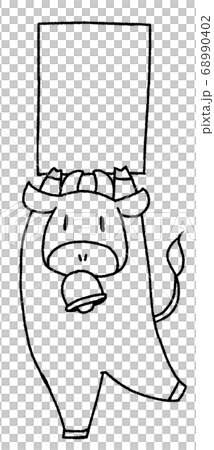 Line drawing of a cow with a frame 68990402