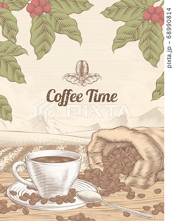 Engraving coffee time backdrop 68990814