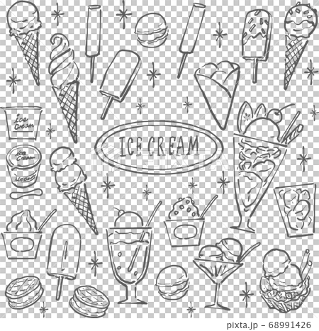 カラフルアイスバーのベクターイラスト 線画 68991426