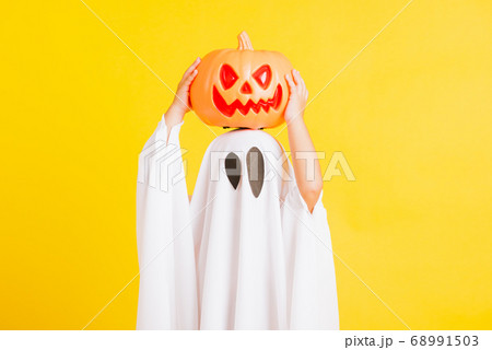 little cute child with white dressed costume little cute child with white dressed costume 68991503