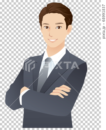 Young men arms crossed businessman Young men arms crossed businessman 68991837