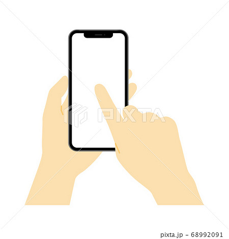 スマホを操作している手 画面白 のイラスト素材 6991