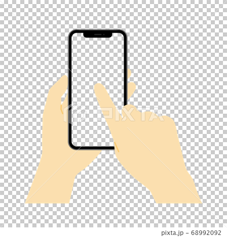 スマホを操作している手（画面抜き） 68992092