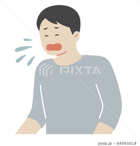 マスクを付けず手で遮らずに咳をする男性のイラスト 68993018