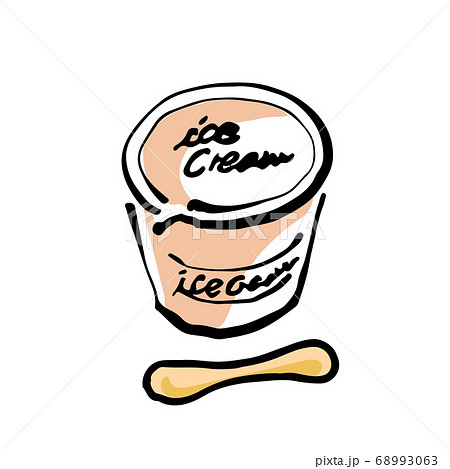 カラフルなカップアイスクリームのイラストのイラスト素材