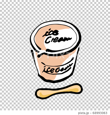 カラフルなカップアイスクリームのイラストのイラスト素材