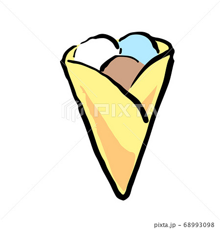 カラフルなアイスクレープのイラストのイラスト素材