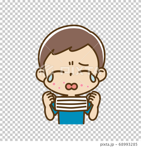 マスクで肌荒れしている男の子のイラスト素材