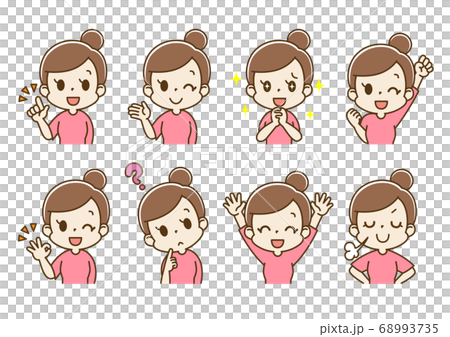 Facial expression set Young woman Mom (plus feeling) Facial expression set Young woman Mom (plus feeling) 68993735