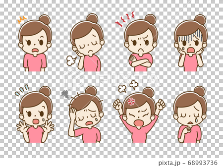 表情セット 若い女性 ママ（マイナスな気持ち） 68993736