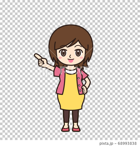 Woman, mother, pregnant woman pointing Woman, mother, pregnant woman pointing 68993838