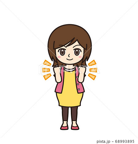 女性 お母さん 妊婦 ガッツポーズのイラスト素材 6935