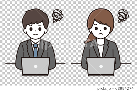 Business woman, computer, be puzzled Business woman, computer, be puzzled 68994274