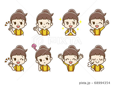 表情セット 女の子 子供(プラスな気持ち) 表情セット 女の子 子供(プラスな気持ち) 68994354
