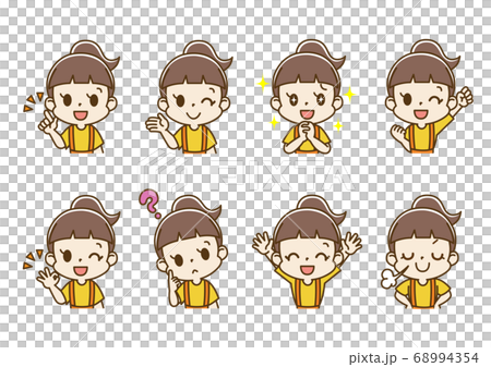 表情セット 女の子 子供(プラスな気持ち) 表情セット 女の子 子供(プラスな気持ち) 68994354