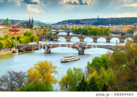 Wonderful spring panorama with famous Prague city, Czech Republic, Europe 68994464
