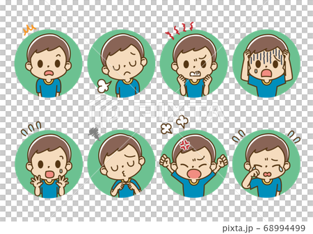 Facial expression set Boys and children frame available (negative feeling) 68994499