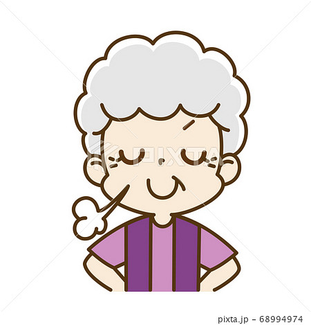 自慢気な高齢女性 おばあちゃんのイラスト素材