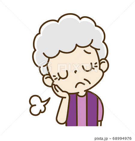 ため息をついている高齢女性 おばあちゃんのイラスト素材