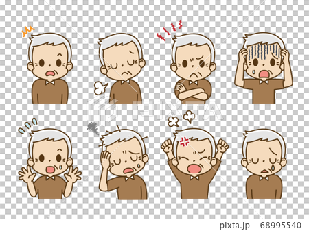 Facial expression set Elderly man Grandpa (negative feeling) 68995540