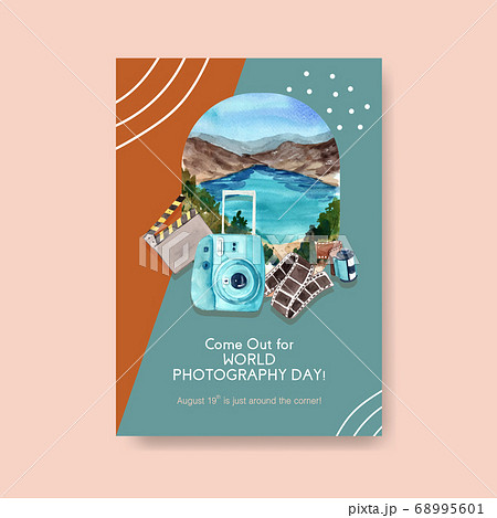 Poster template design with World photography day 68995601
