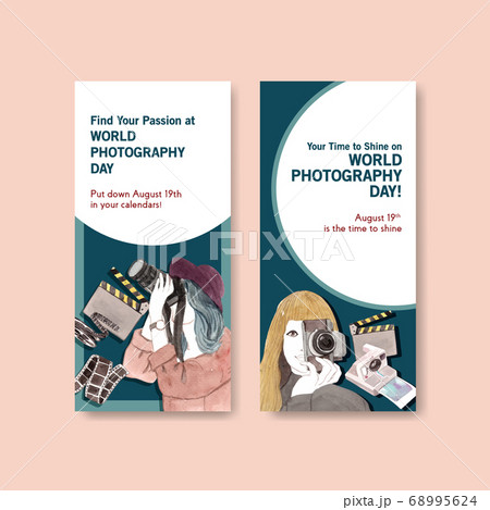 Flyer template design with World photography day Flyer template design with World photography day 68995624