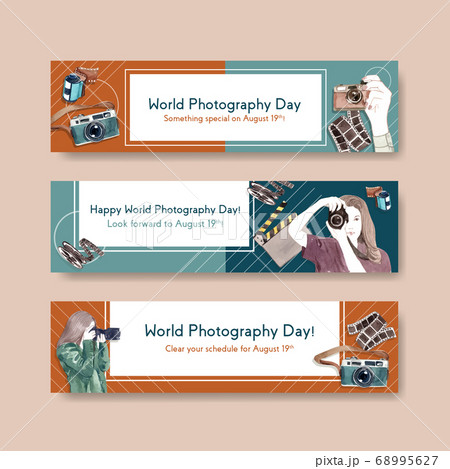Banner template design with World photography day Banner template design with World photography day 68995627
