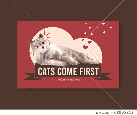 Facebook template design with cute cat for social 68995812