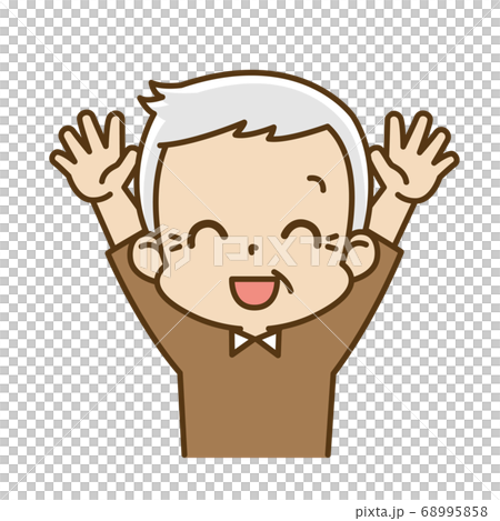 Old man grandpa doing banzai 68995858